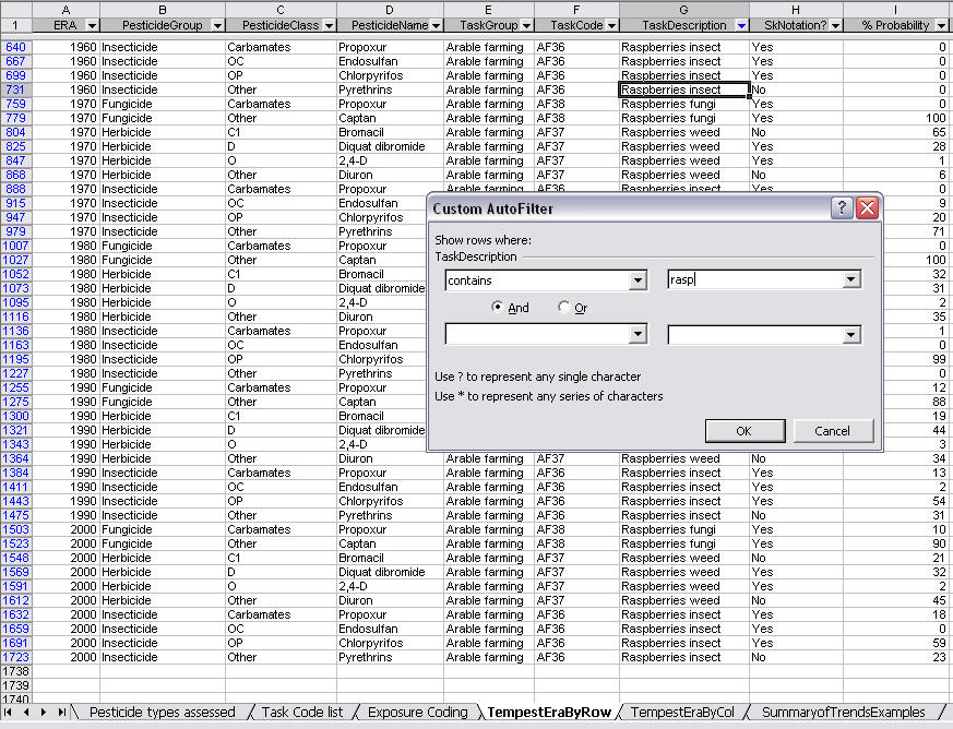 Tempest excel with worksheets and filters